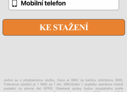 Když posunete obrazovku dolů (málo kdo to udělá) dozvíte se, že si soubor stáhnete za 99 Kč pomocí placené sms